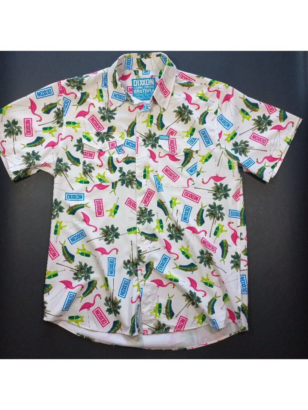 dixxon party shirt large L brotopia Flamingo Super Soaker limited short sleeve